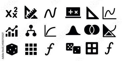 Mathematics Icons Grid