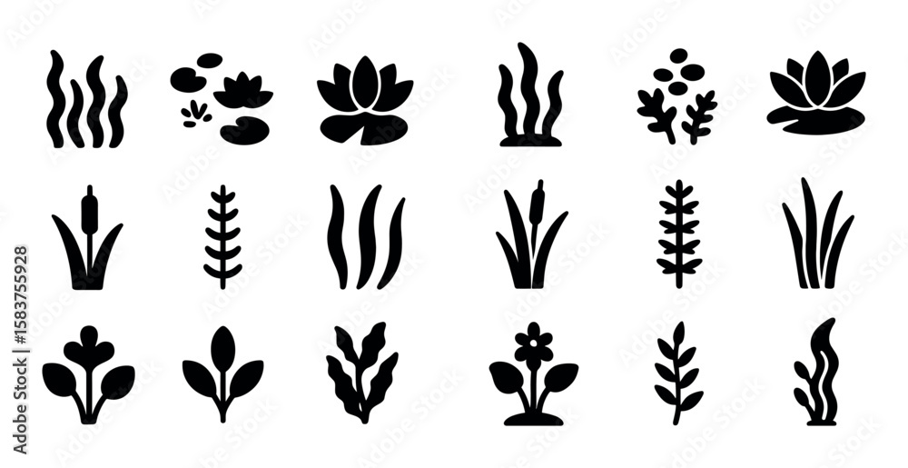 Fototapeta premium Aquatic Plant Icons