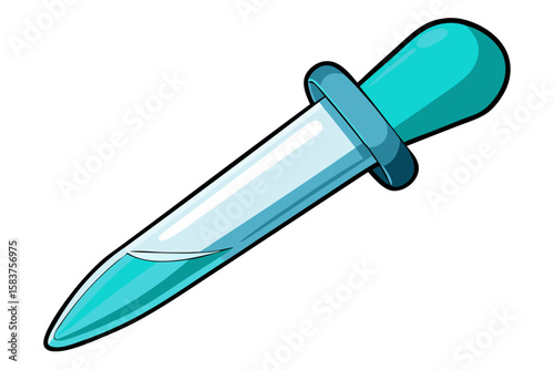 pipette with turquoise liquid isolated on white background.