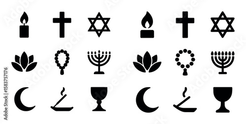 Black Holiday Icons Grid