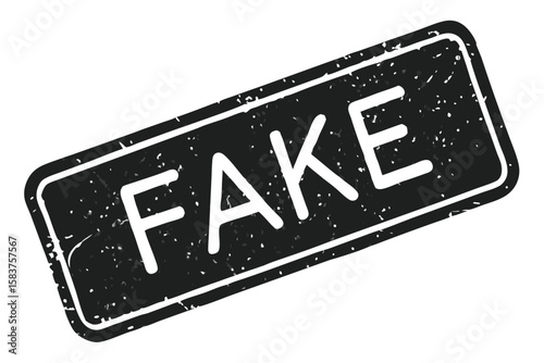 black fake stamp white text rectangular warning label grunge design isolated on white background.