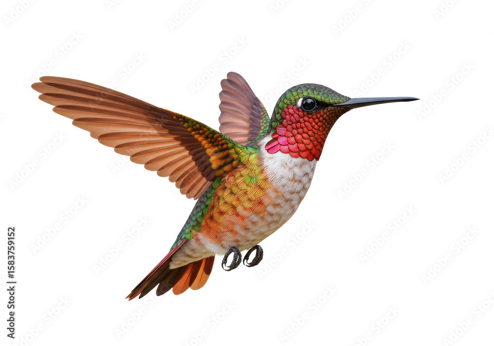 Obraz premium Isolated Anna's Hummingbird Hovering in Flight