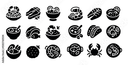 Seafood Icons Grid
