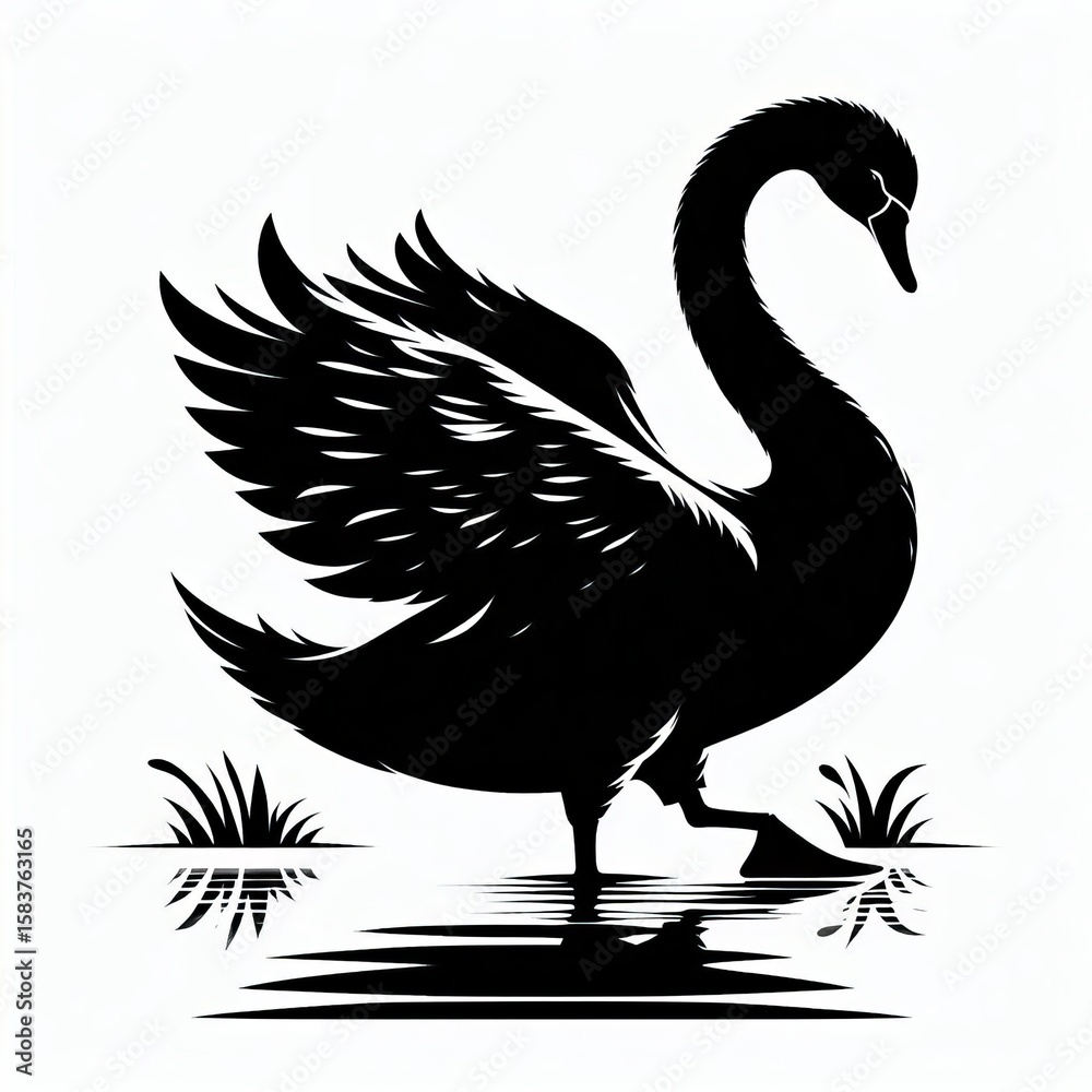 Obraz premium Graceful Swan Silhouette