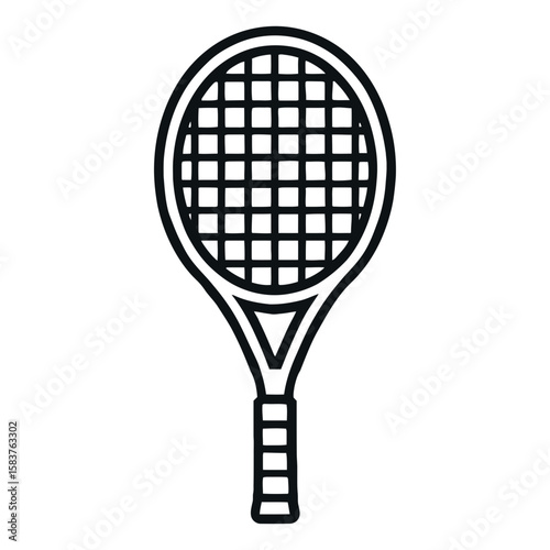 Tennis Racket Icon Sports Equipment Silhouette Outline