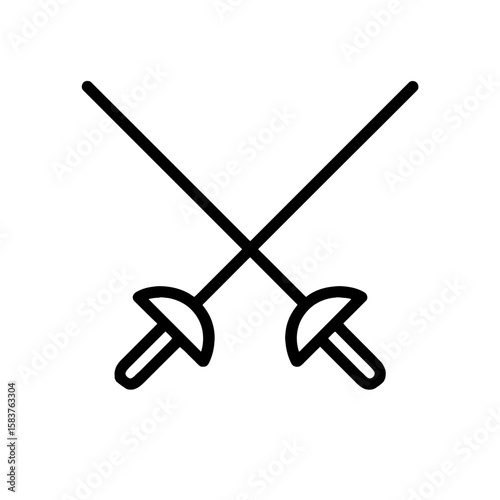 Crossed Fencing Swords Icon Representing Sport and Duel