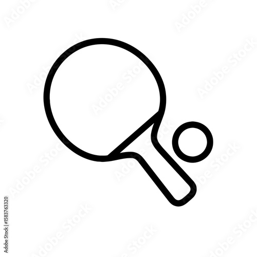 Table Tennis Paddle and Ball Icon for Ping Pong Sport