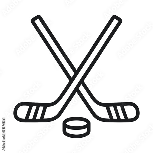 Crossed Hockey Sticks with Puck Icon for Ice Hockey Sport