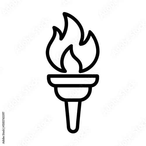 Torch Flame Icon Symbol of Fire, Light, and Illumination