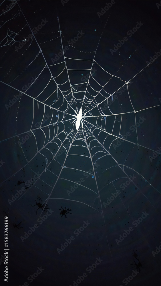 Fototapeta premium Nighttime spiderweb with a central spider