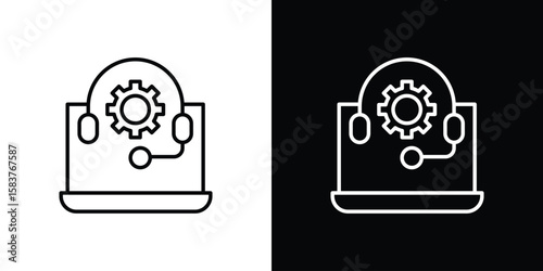 Tech support icon in outline style. Vector.