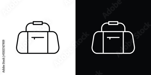 Sports bag icon in outline style. Vector.