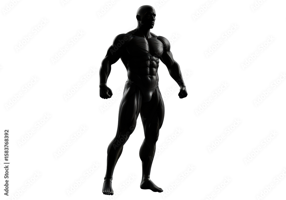Isolated Muscular Silhouette with Defined Physique Isolated Muscular Silhouette with Defined Physique