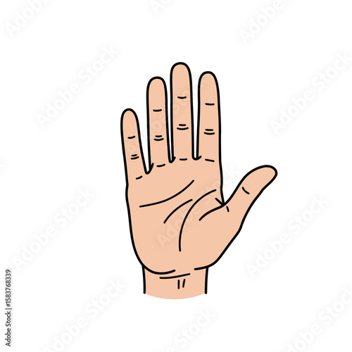 A hand-drawn stop gesture vector icon
