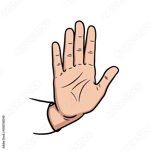 A hand-drawn stop gesture vector icon