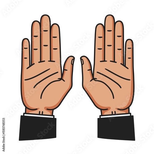A hand-drawn stop gesture vector icon