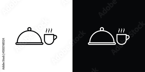 Room service icon in outline style. Vector.