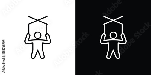 Puppet icon in outline style. Vector.