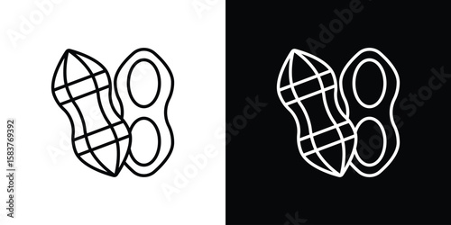Peanut icon in outline style. Vector.
