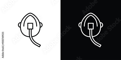 Oxygen mask icon in outline style. Vector.