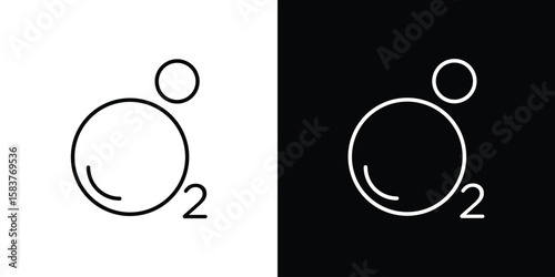 Oxygen O2 icon in outline style. Vector.