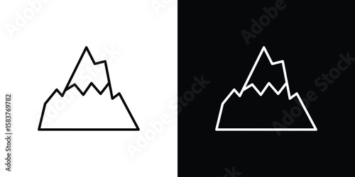 Mountain icon in outline style. Vector.