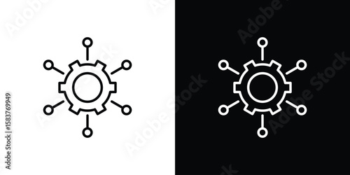 Microservices icon in outline style. Vector.