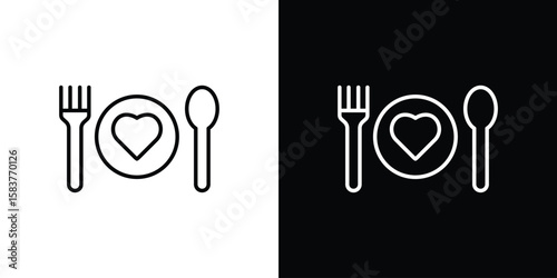 Love Plate icon in outline style. Vector.