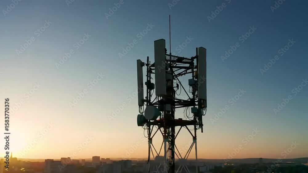 Cellular Tower at Sunset A Silhouette of Modern Communication