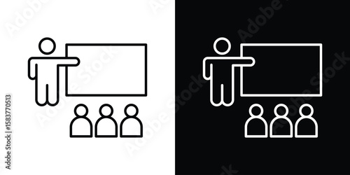Lecture icon in outline style. Vector.