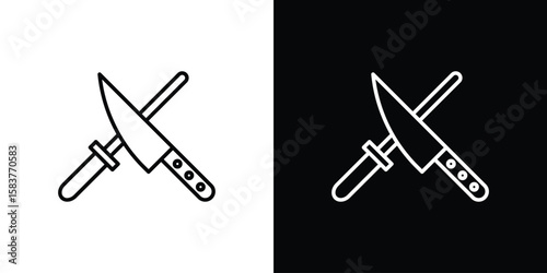 Knife sharpener icon in outline style. Vector.