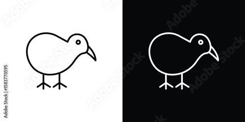 Kiwi bird icon in outline style. Vector.