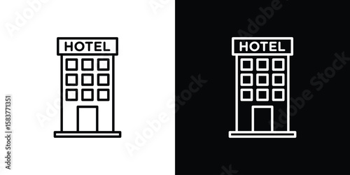 hotel icon in outline style. Vector.