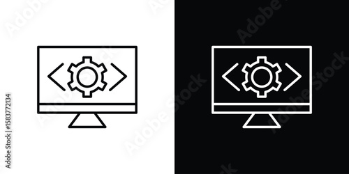 Front end icon in outline style. Vector.