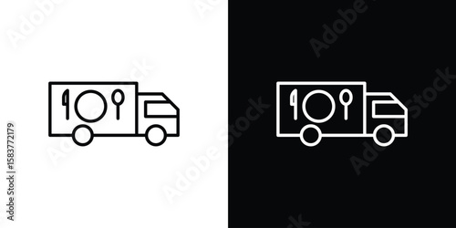 Food truck icon in outline style. Vector.