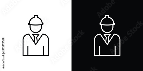 Engineer icon in outline style. Vector.