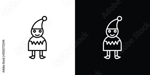 Elf icon in outline style. Vector.