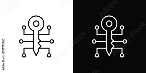 Digital key icon in outline style. Vector.
