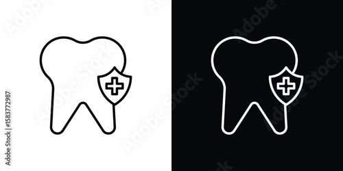 Dental insurance icon in outline style. Vector.