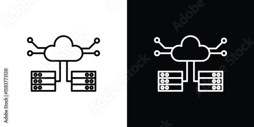 Data center icon in outline style. Vector.