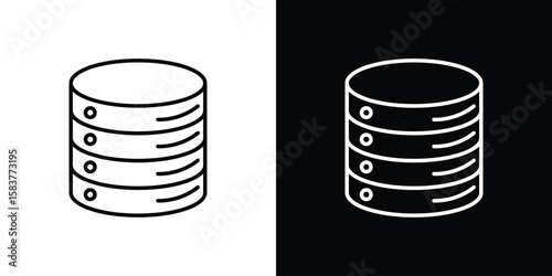 Cylinder database icon in outline style. Vector.