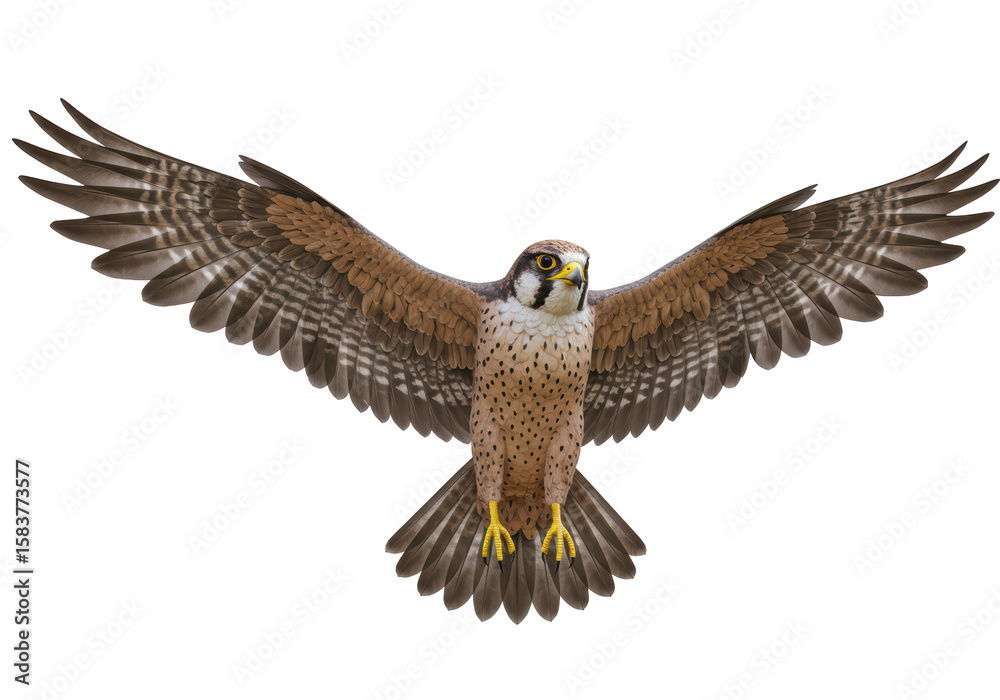 Fototapeta premium Isolated Peregrine Falcon with Spread Wings Detail