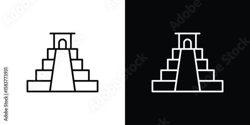 Chichen Itza icon in outline style. Vector.