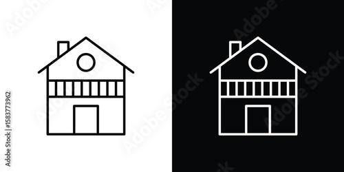 Chalet icon in outline style. Vector.