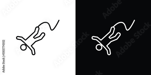 Bungee jumping icon in outline style. Vector.