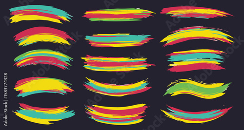 Vibrant Brushstrokes: A captivating collection of dynamic brushstrokes in bold and colorful hues, perfect for adding a touch of artistic flair to any design or project.
