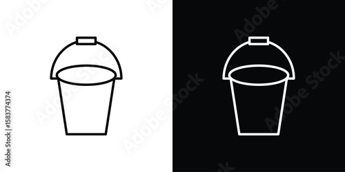 Bucket icon in outline style. Vector.
