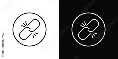 Broken link icon in outline style. Vector.