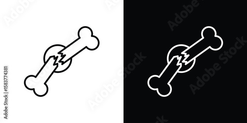 Broken bone icon in outline style. Vector.