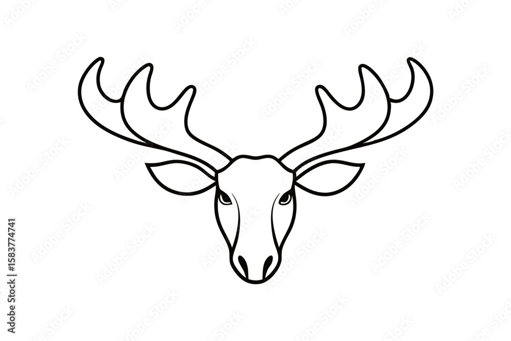 Naklejka premium Elegant Moose Head Line Art Logo Illustration Nature Inspired Design